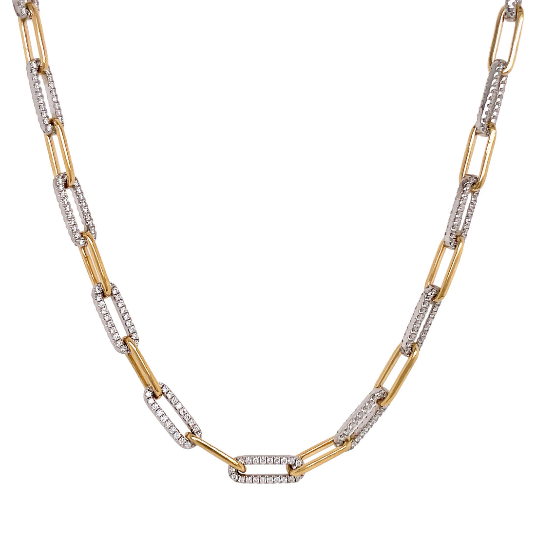 18kt Yellow and White Gold Diamond Link Necklace