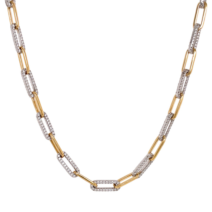 18kt Yellow and White Gold Diamond Link Necklace