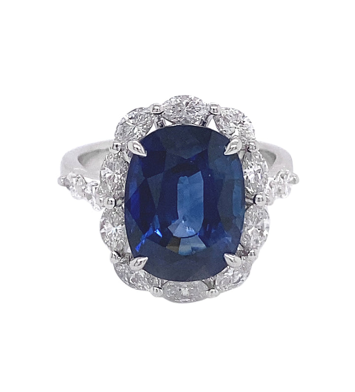 18kt White Gold Diamond and Sapphire Ring