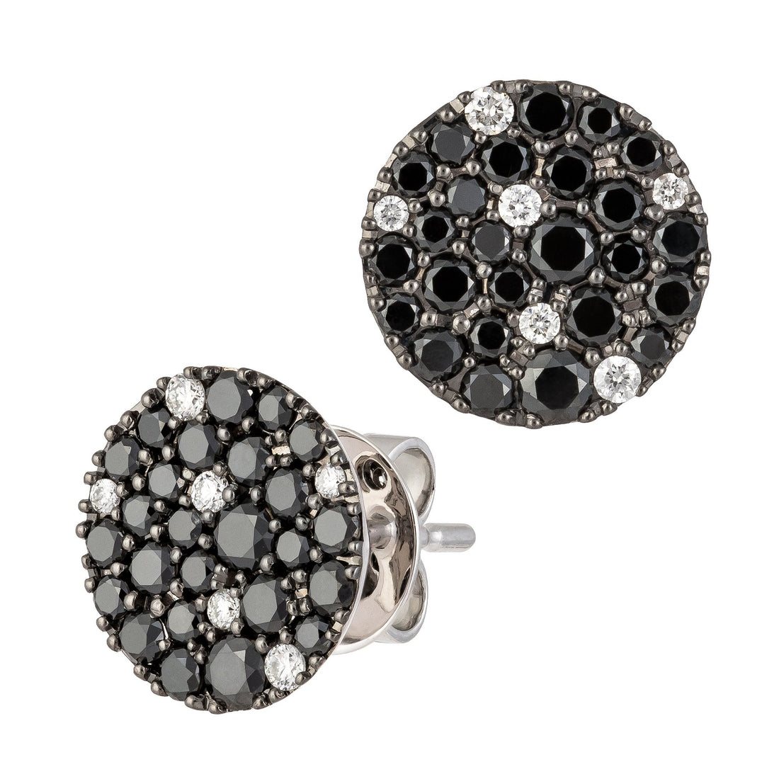 18kt White Gold Diamond and Black Diamond Earrings