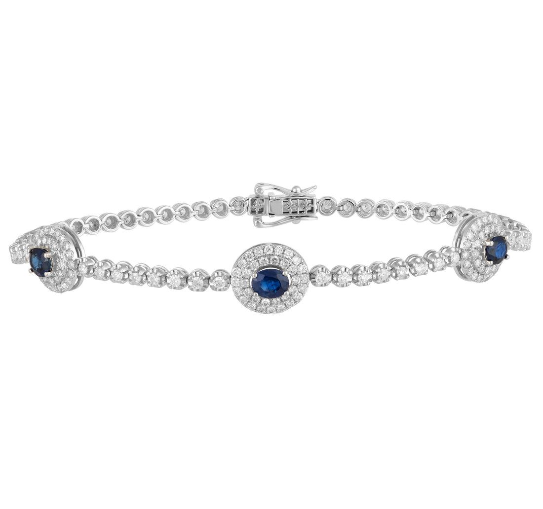 18kt White Gold Diamond and Sapphire Bracelet