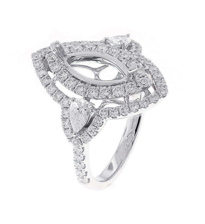 18kt White Gold Diamond Halo Semi Mount