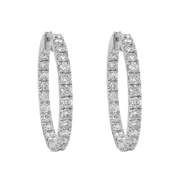 18kt White Gold Diamond Hoops