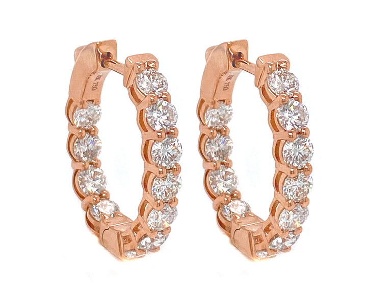 18kt Rose Gold Diamond Hoops