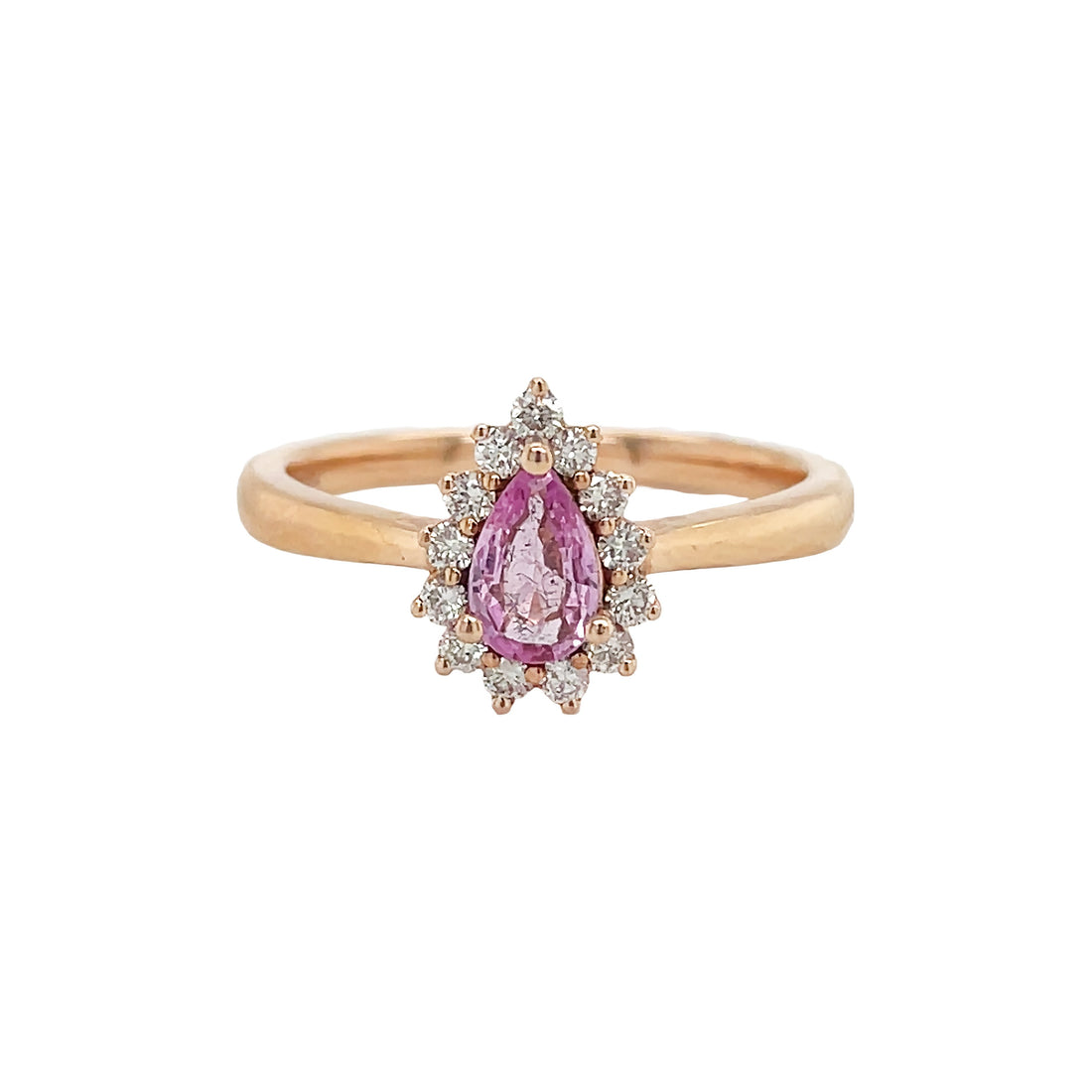 18kt Rose Gold Diamond and Pink Sapphire Ring