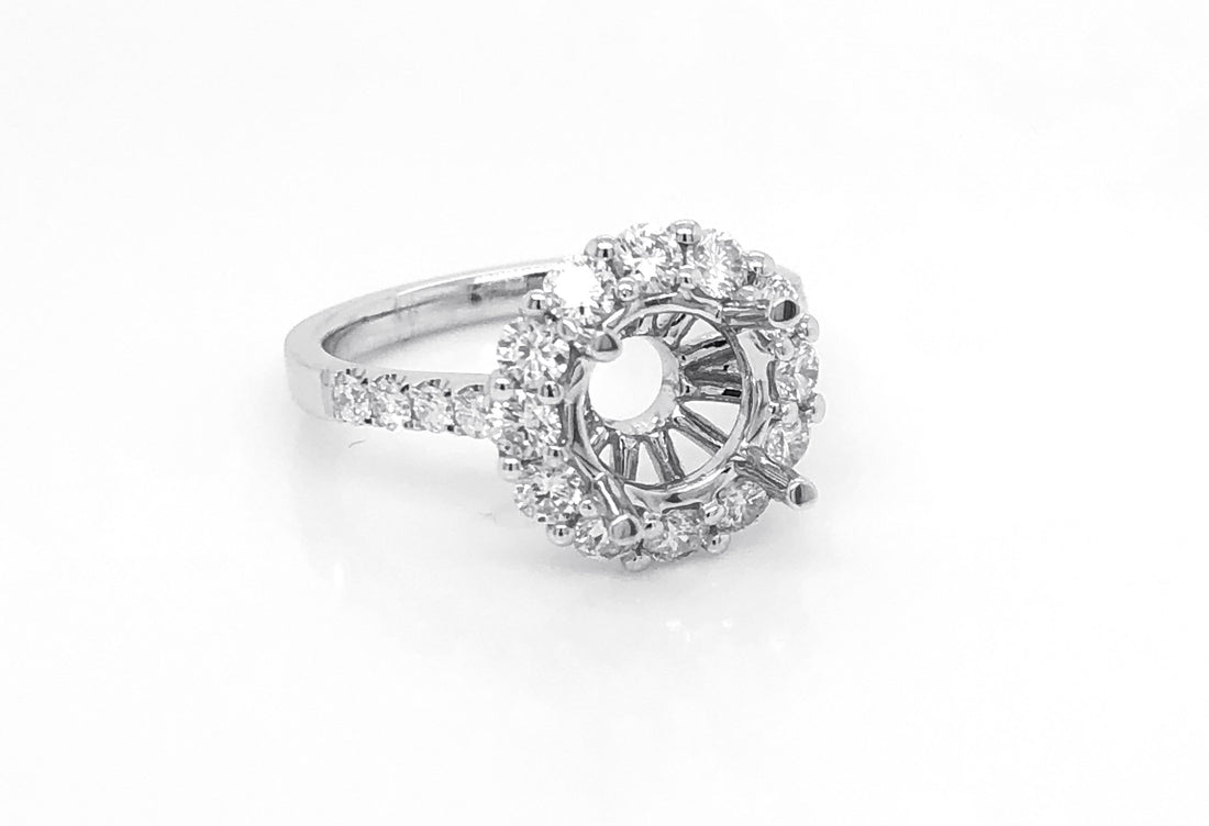 18kt White Gold Diamond Halo Semi Mount