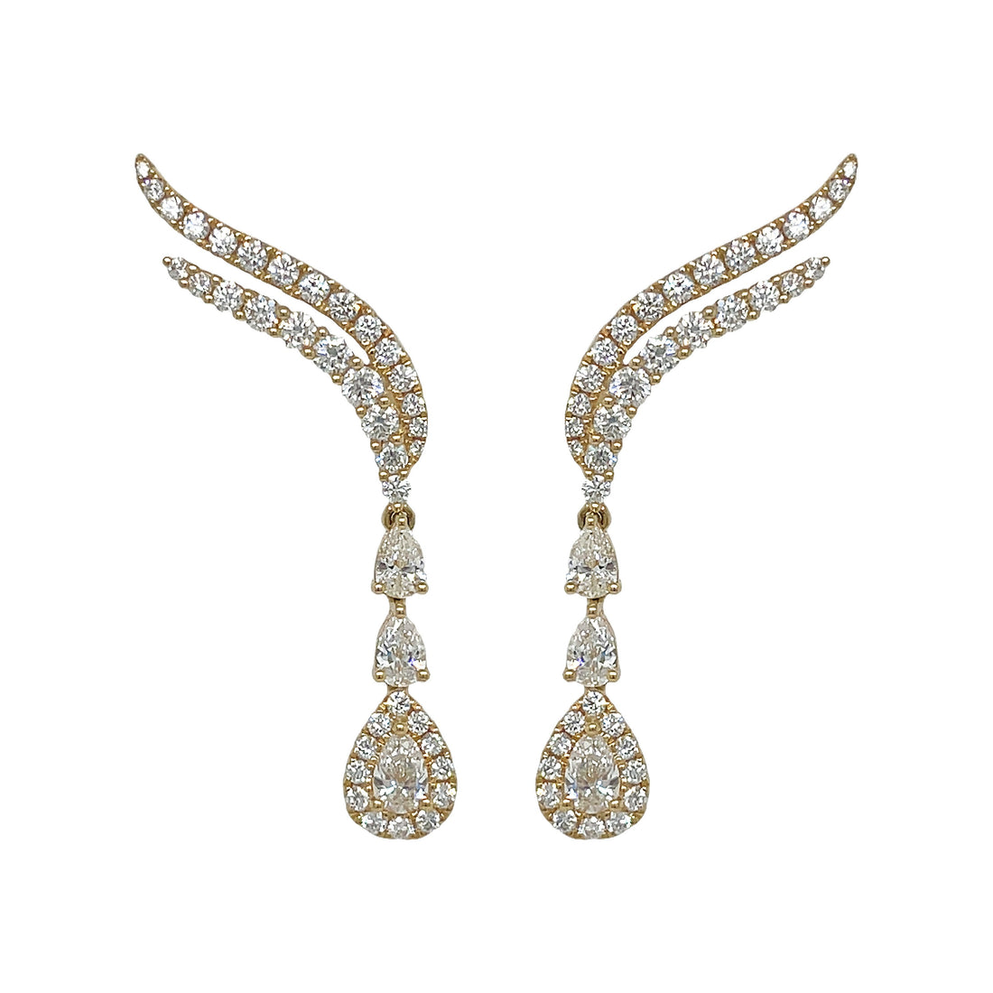 18kt Yellow Gold Diamond Dangling Earrings