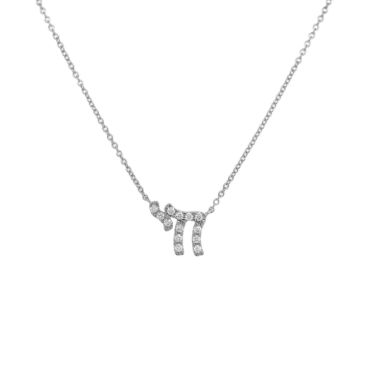 18kt White Gold Diamond Chai Pendant
