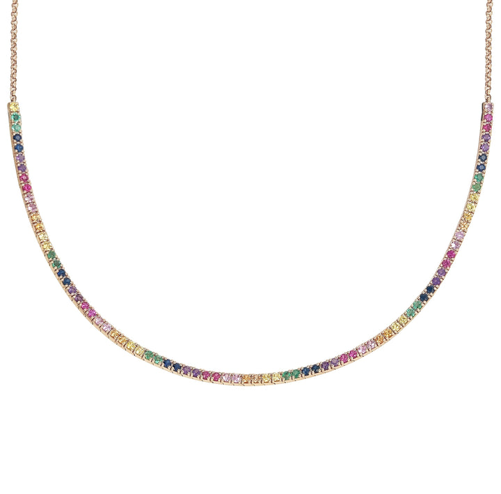 18kt Rose Gold Diamond And Sapphire Necklace