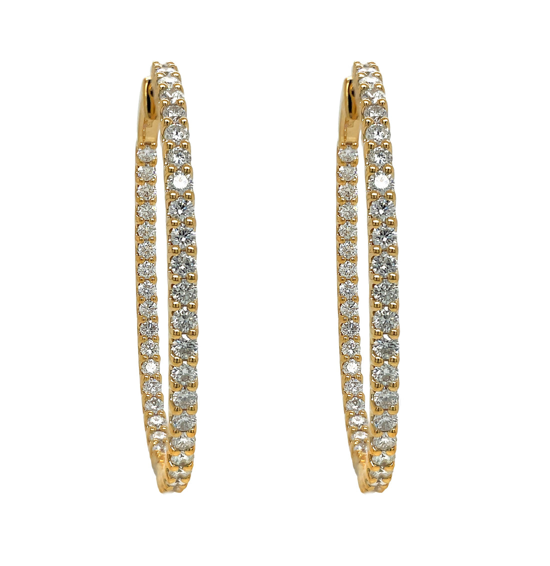 18kt Yellow Gold Diamond Hoops
