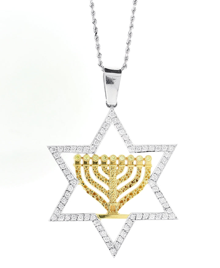 14kt White And Yellow Gold Jewish Star Pendant