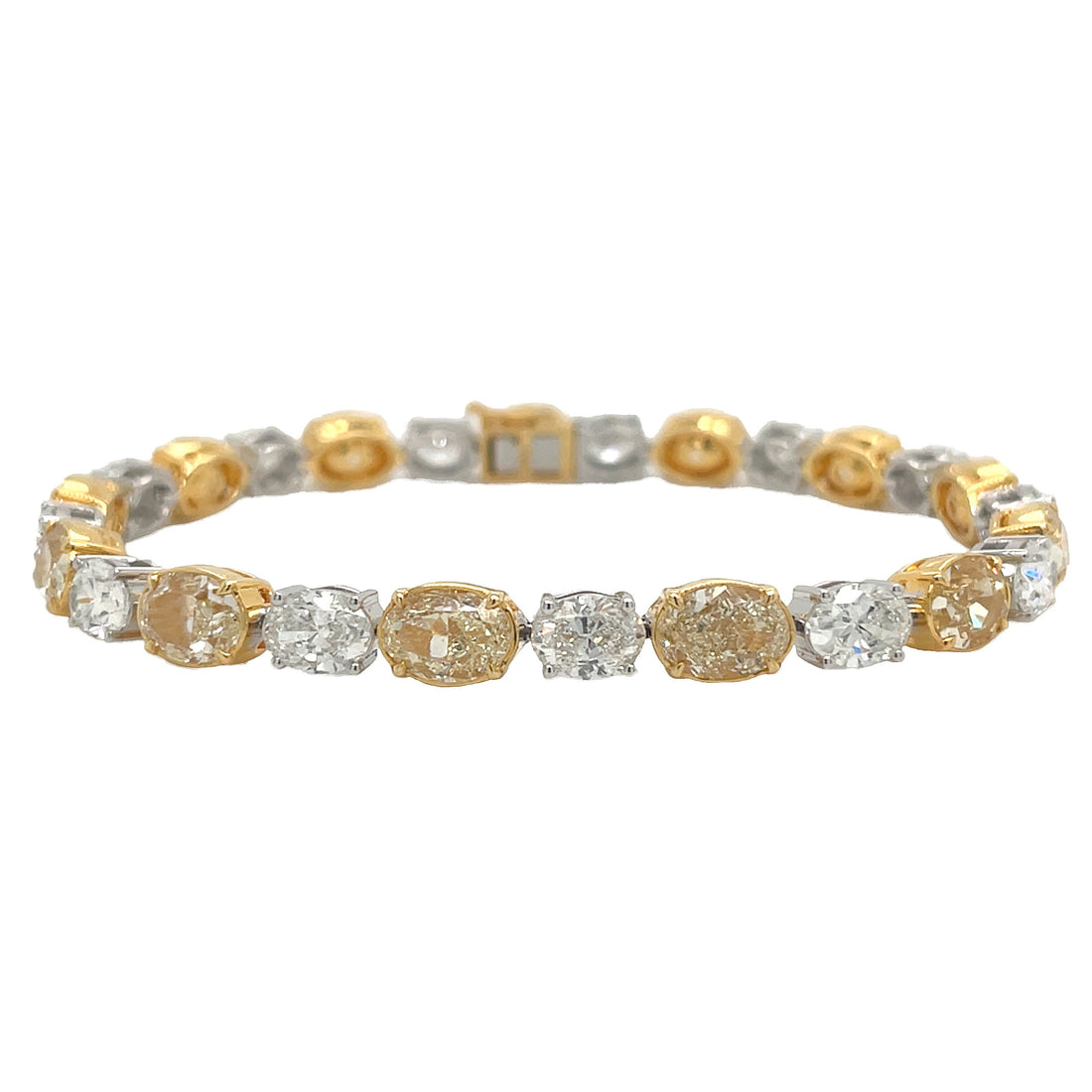 18kt White and Yellow Gold Diamond and Yellow Diamond Tennis Bracelet