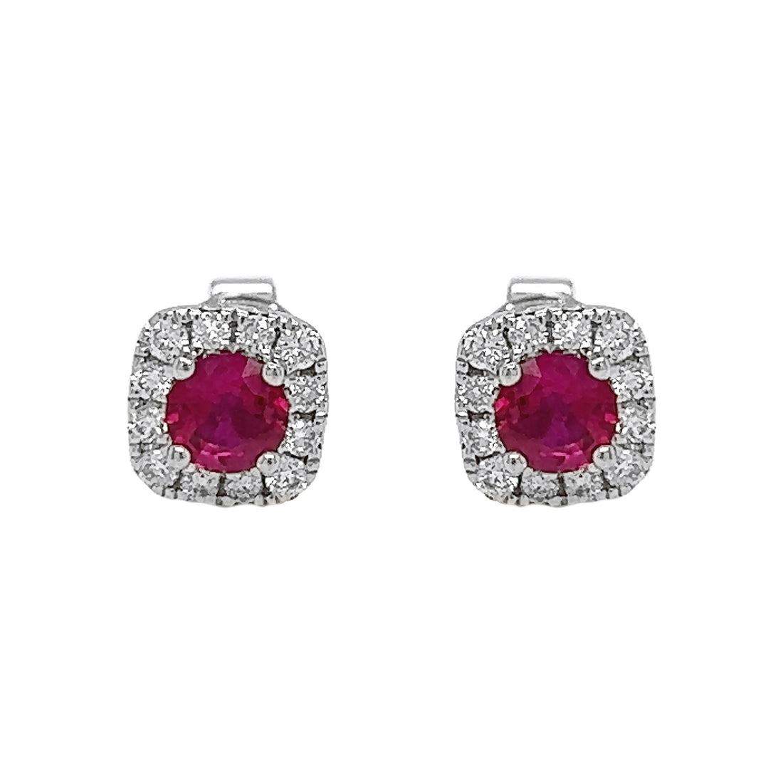 18kt White Gold Diamond And Ruby Earrings