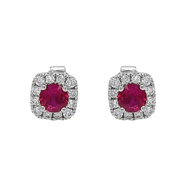 18kt White Gold Diamond And Ruby Earrings