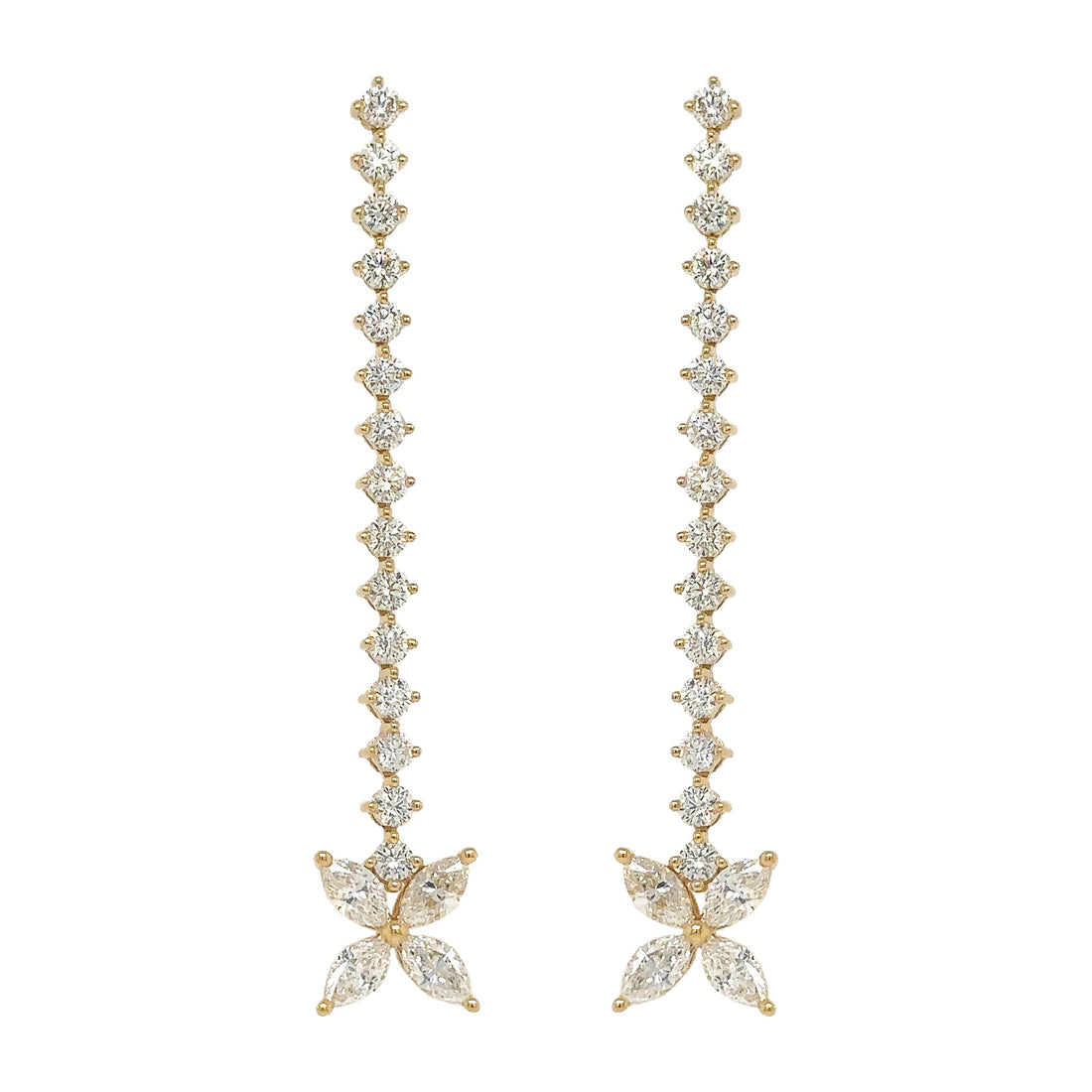 18kt Yellow Gold Diamond Dangling Earrings