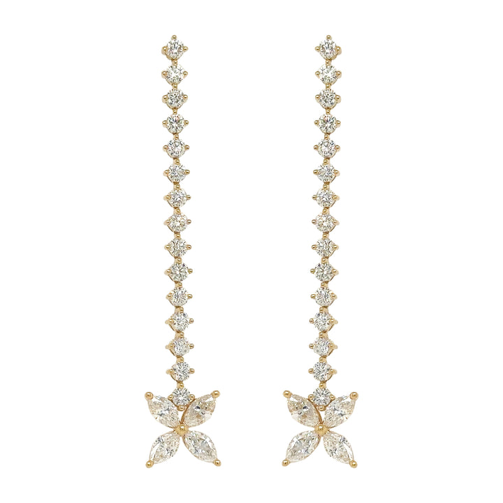 18kt Yellow Gold Diamond Dangling Earrings