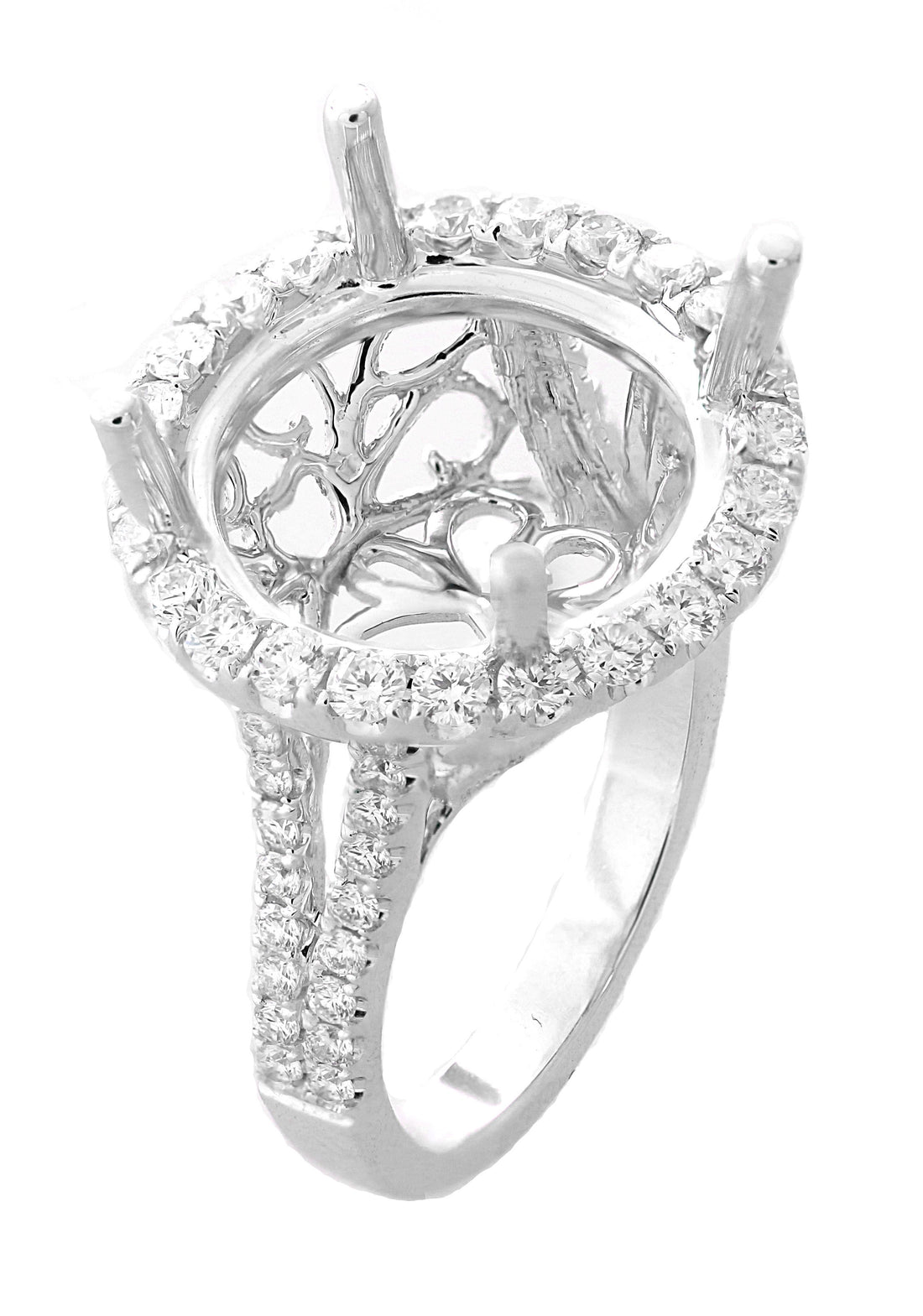 18kt White Gold Diamond Halo Semi Mount