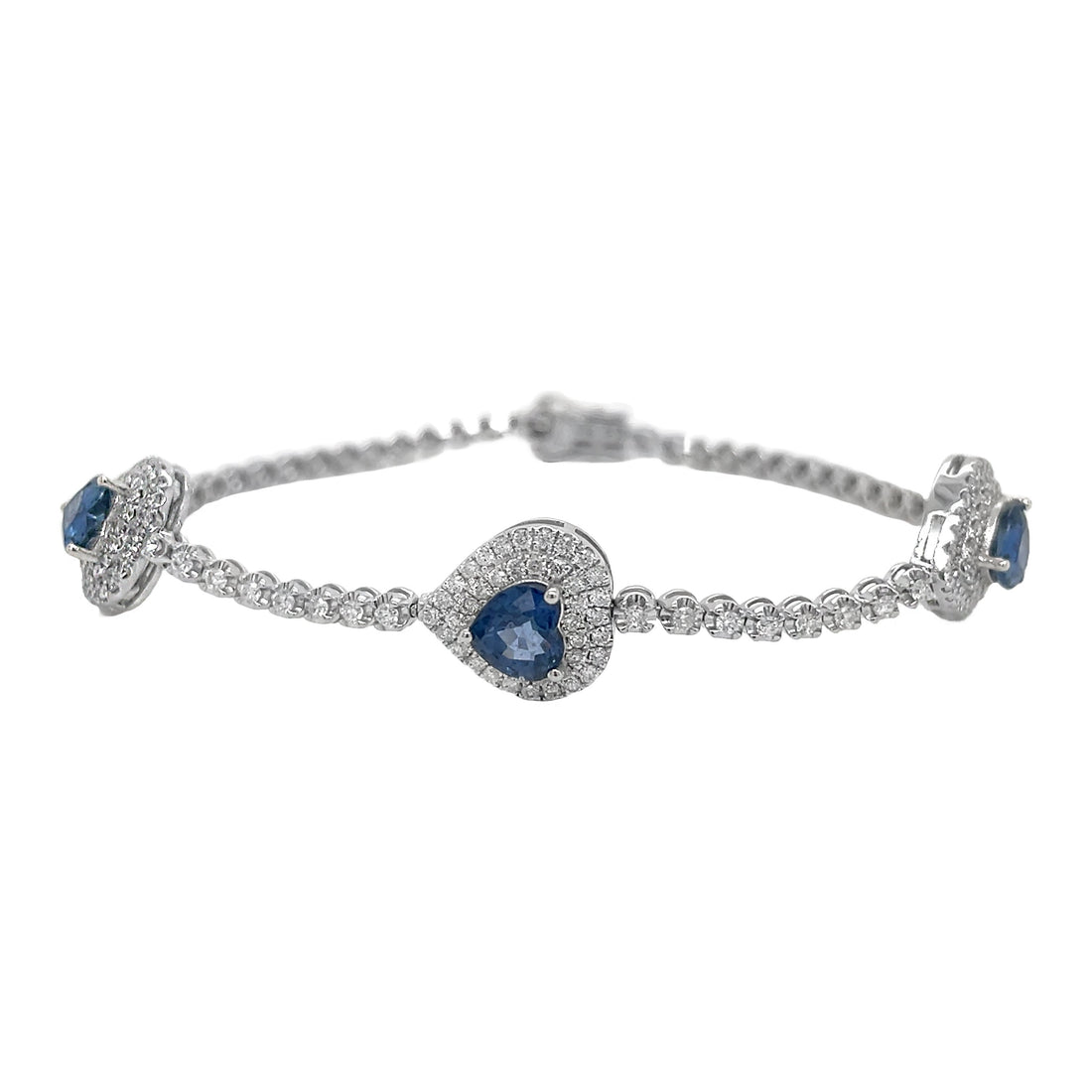 18kt White Gold Diamond and Blue Sapphire Bracelet