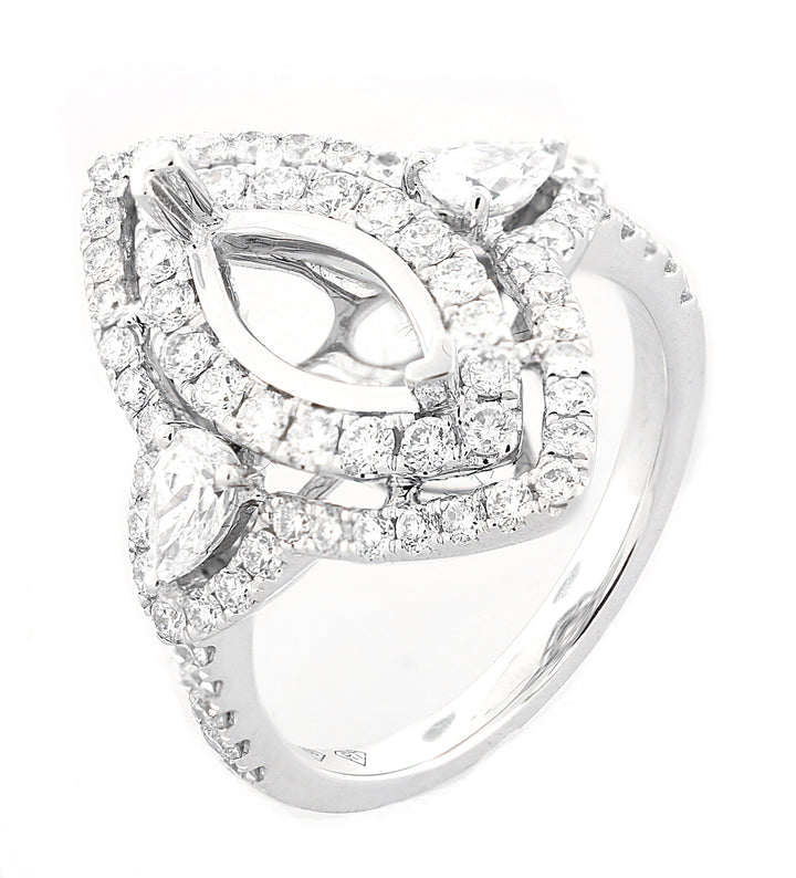 18kt White Gold Diamond Halo Semi Mount