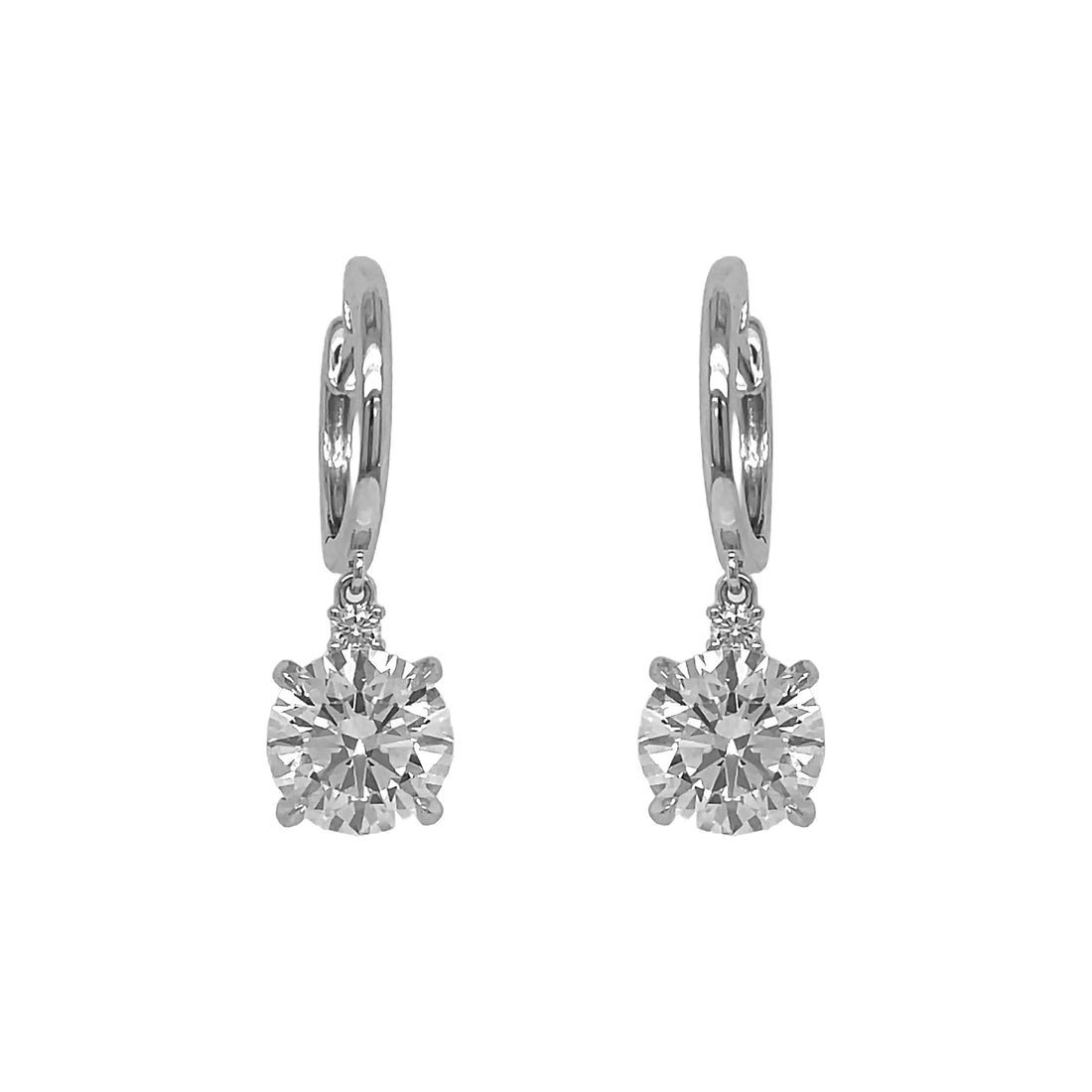 18kt White Gold Lab Diamond Dangling Earrings