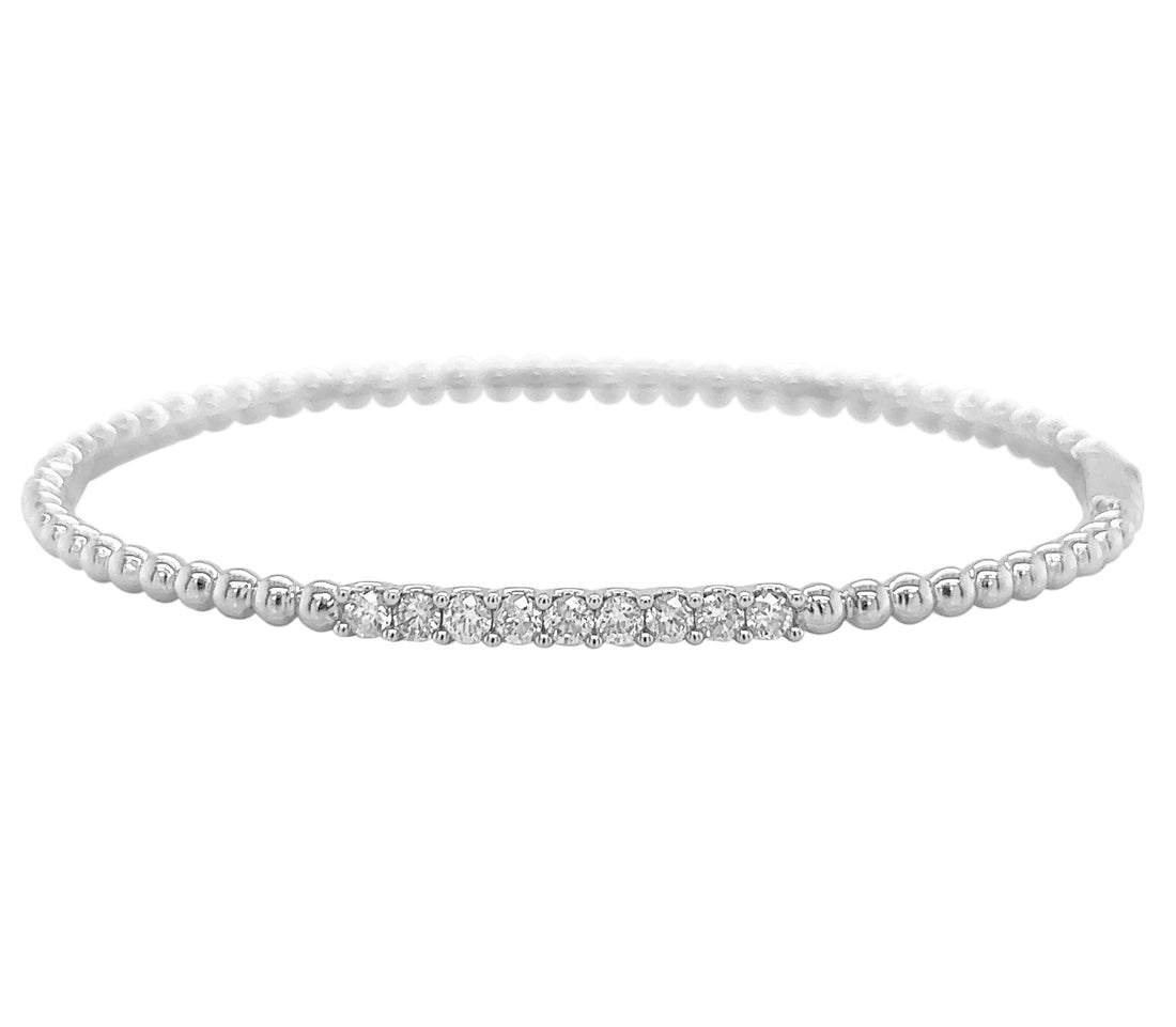 18kt White Gold Diamond and Beaded Bangle