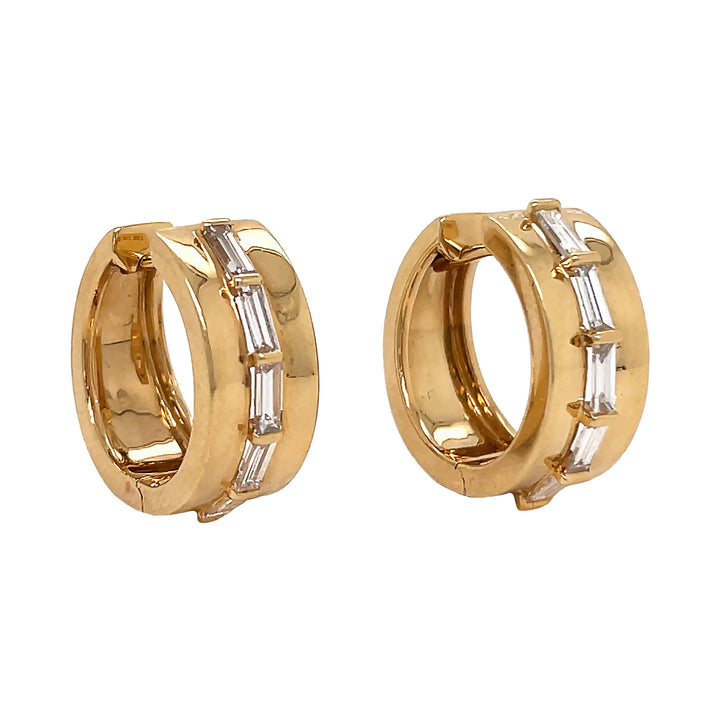 18kt Yellow Gold Diamond Huggie Earrings