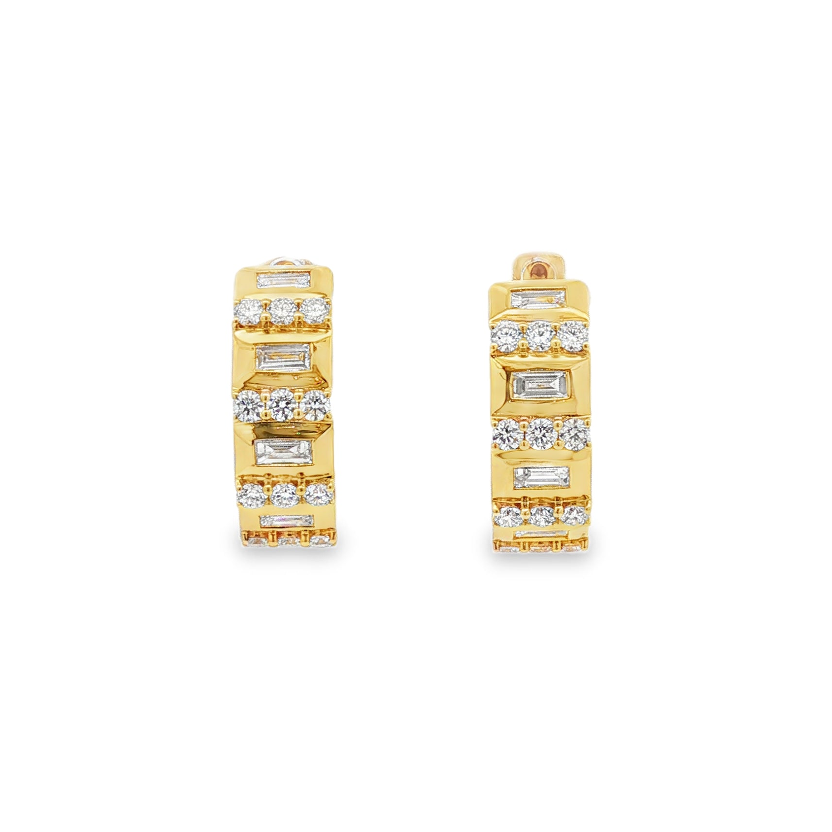 18kt Yellow Gold Diamond Hoops