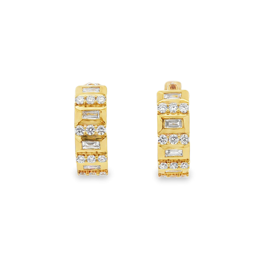 18kt Yellow Gold Diamond Hoops