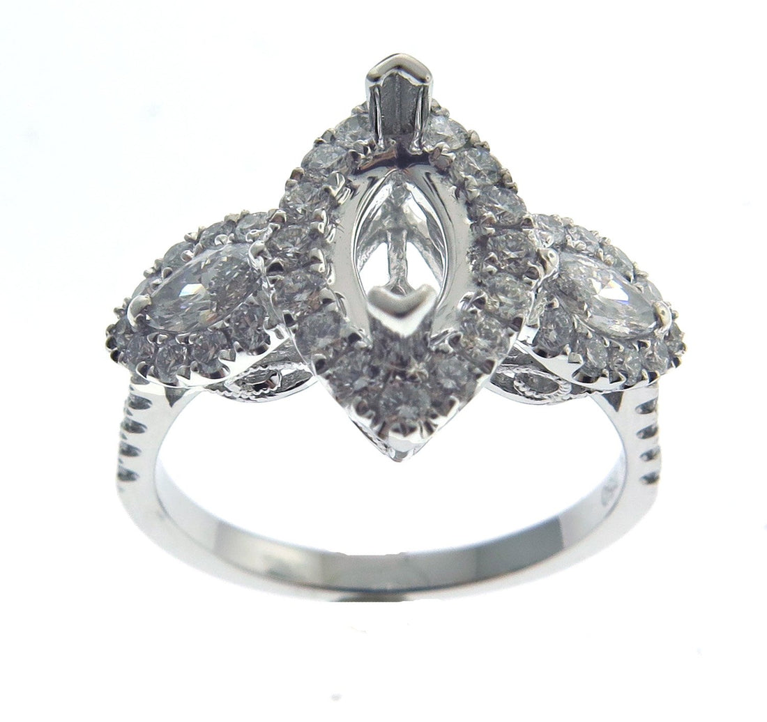 18kt White Gold Diamond Halo Semi Mount