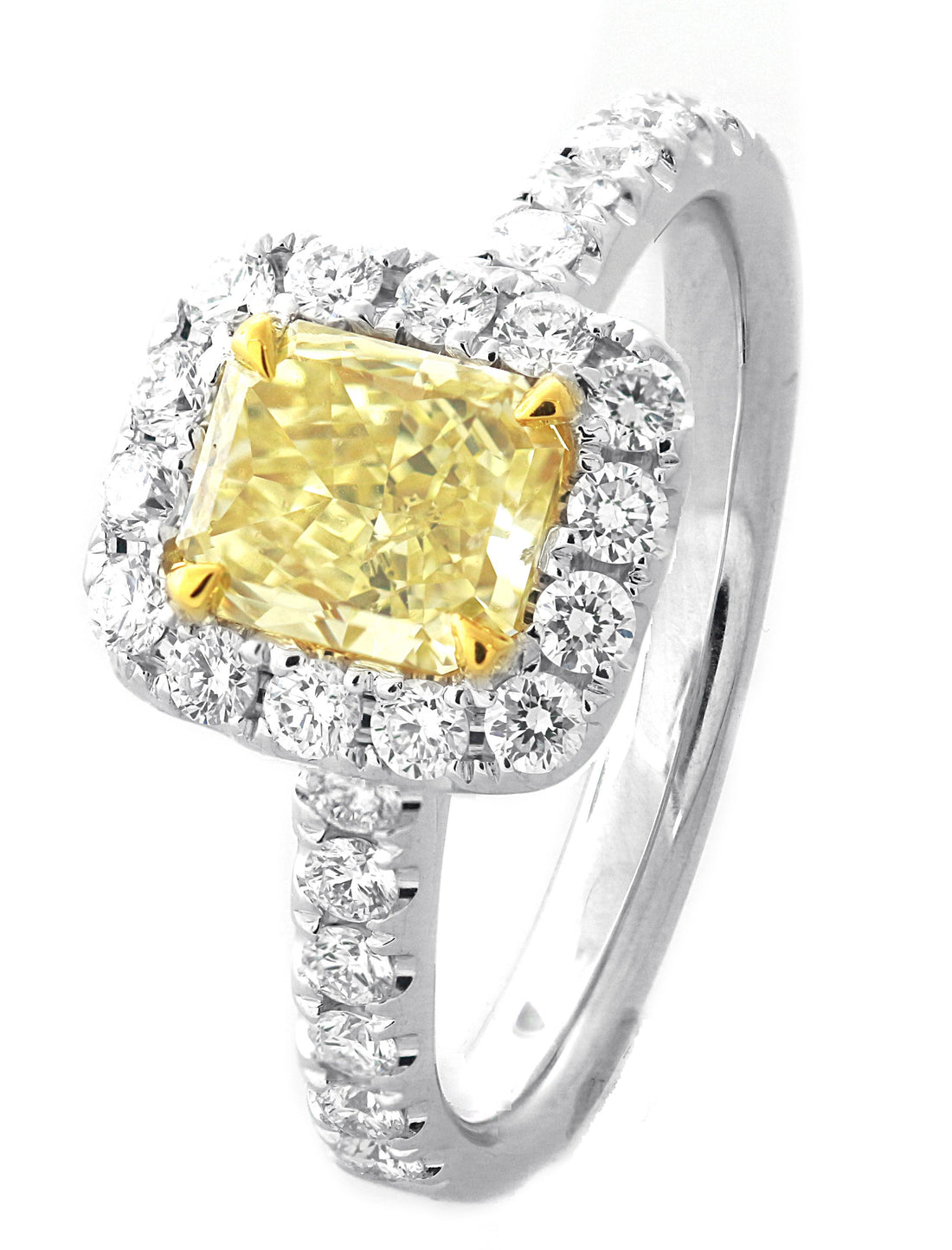 18kt White And Yellow Gold GIA Certified Fancy Light Yellow Diamond Ring