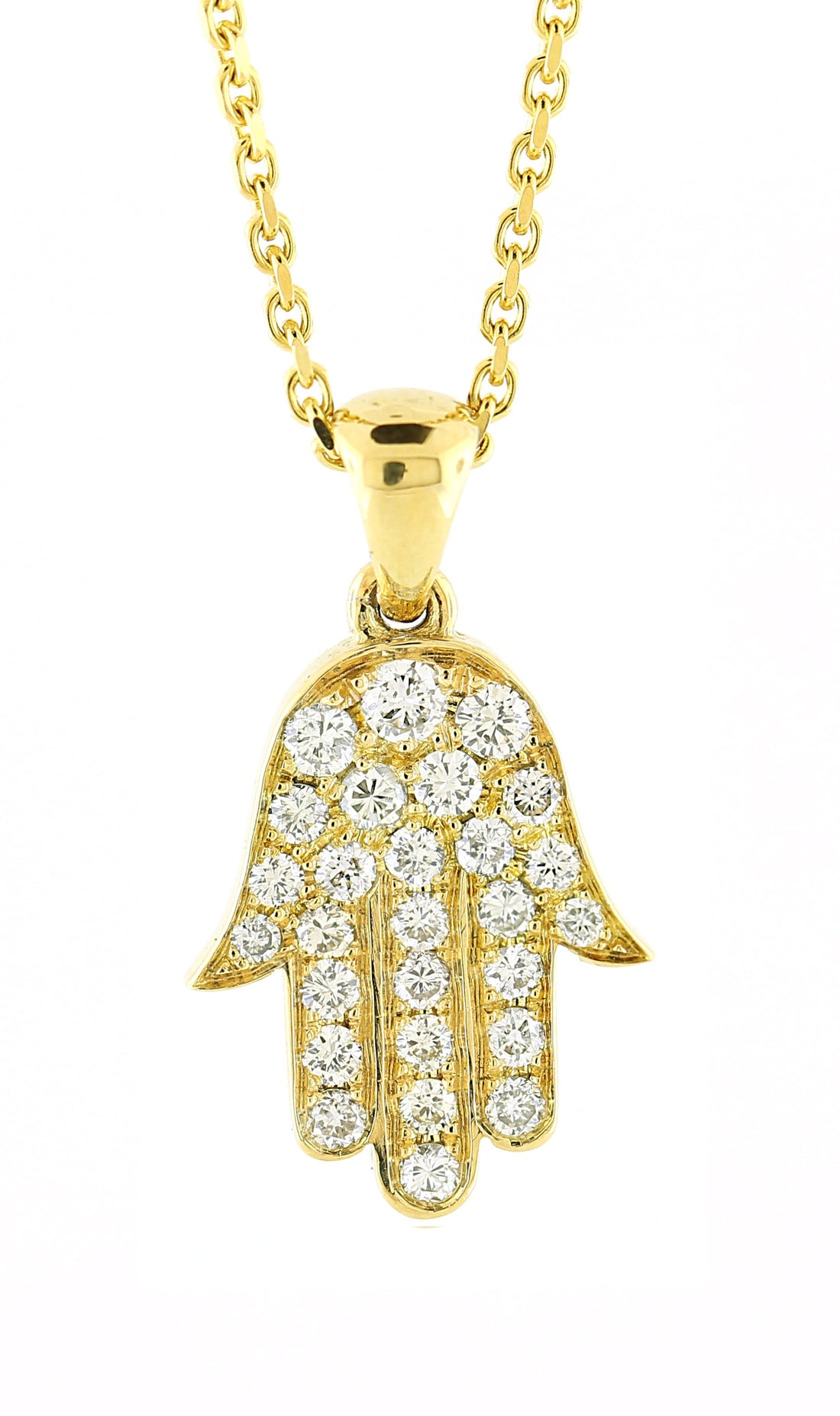 18kt Yellow Gold Diamond Hamsa Pendant