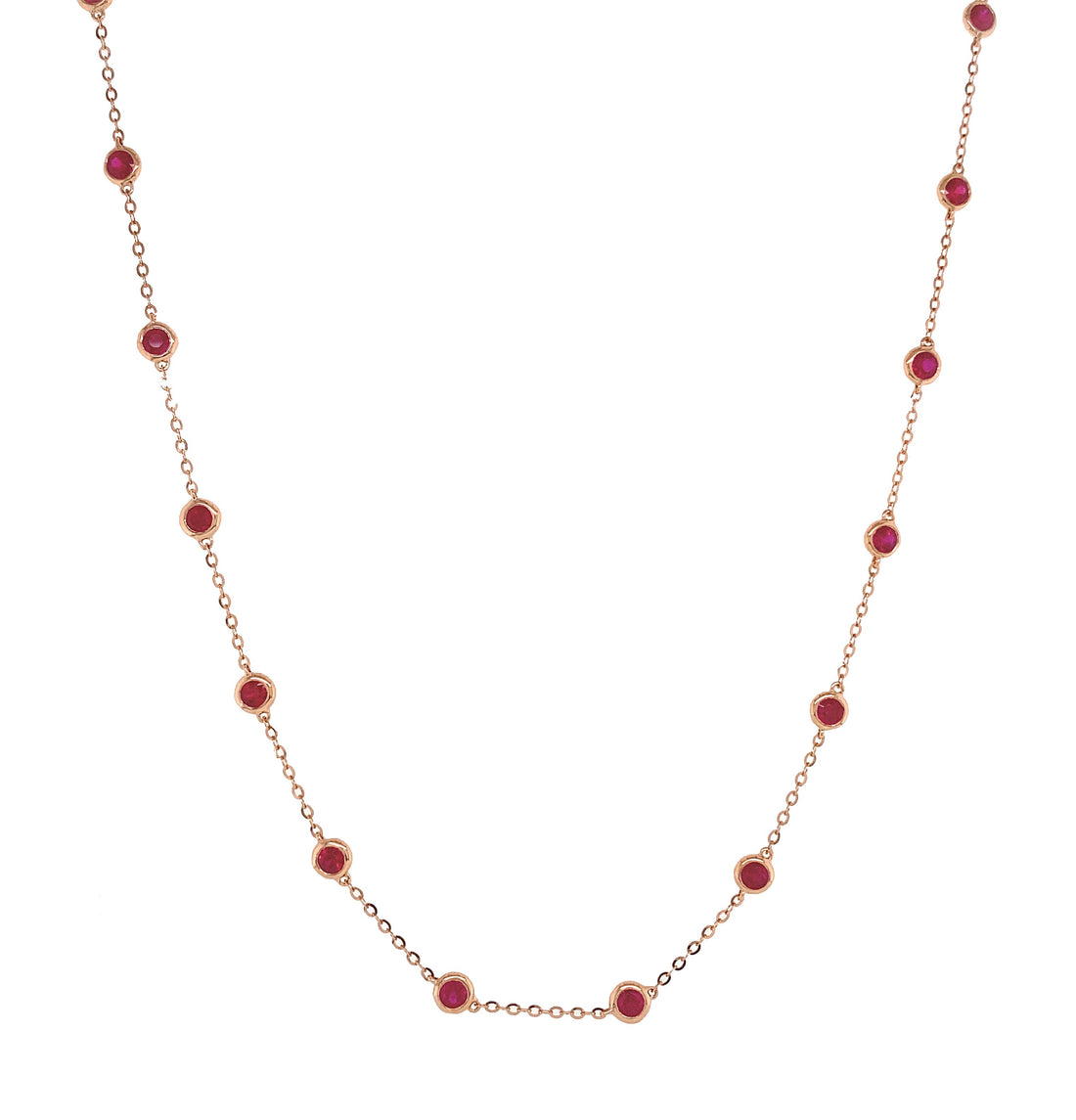 18kt Rose Gold Ruby Diamonds-by-the-inch Necklace