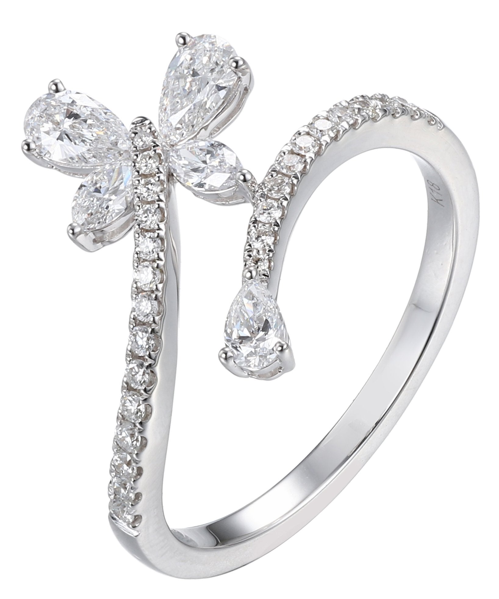 18kt White Gold Diamond Butterfly Ring