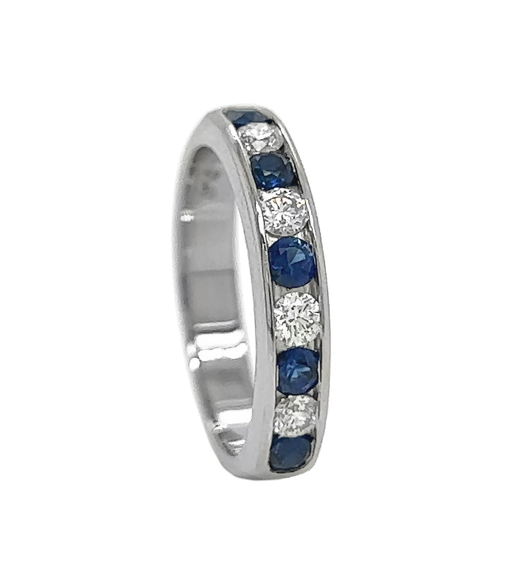 Platinum Diamond and Sapphire Band