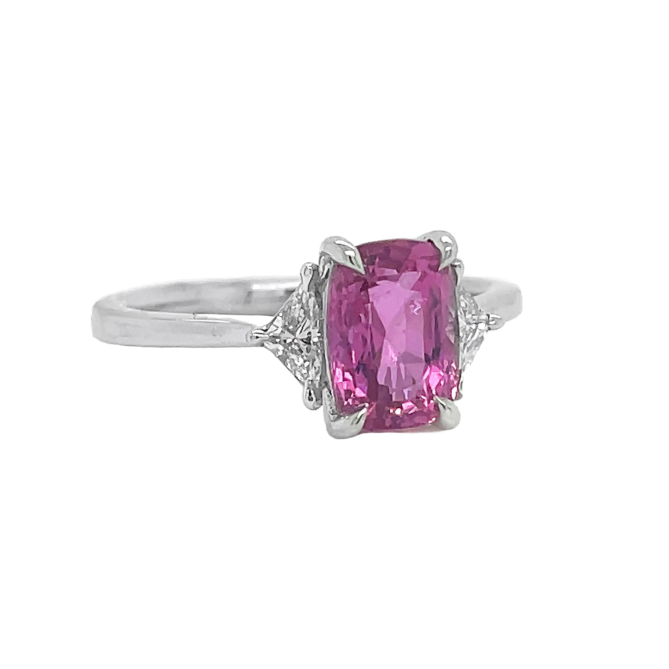 18kt White Gold Diamond and Pink Sapphire Ring