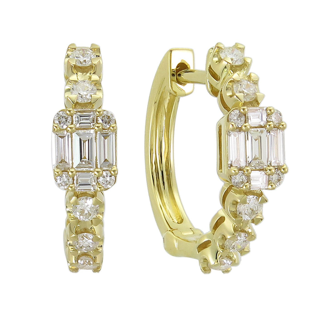 18kt Yellow Gold Diamond Huggie Earrings