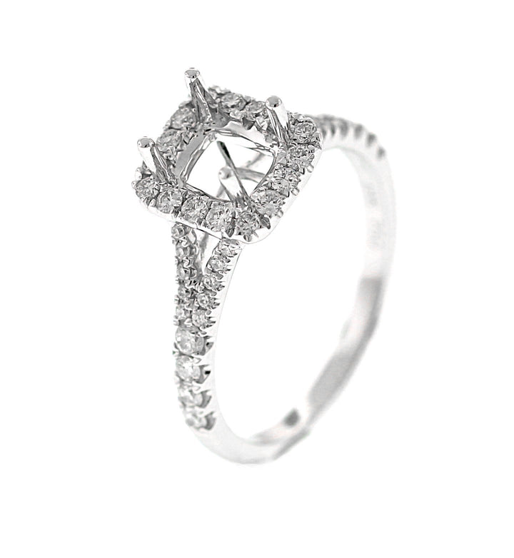18kt White Gold Diamond Halo Semi Mount