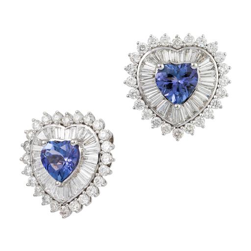 18kt White Gold Diamond and Tanzanite Earring