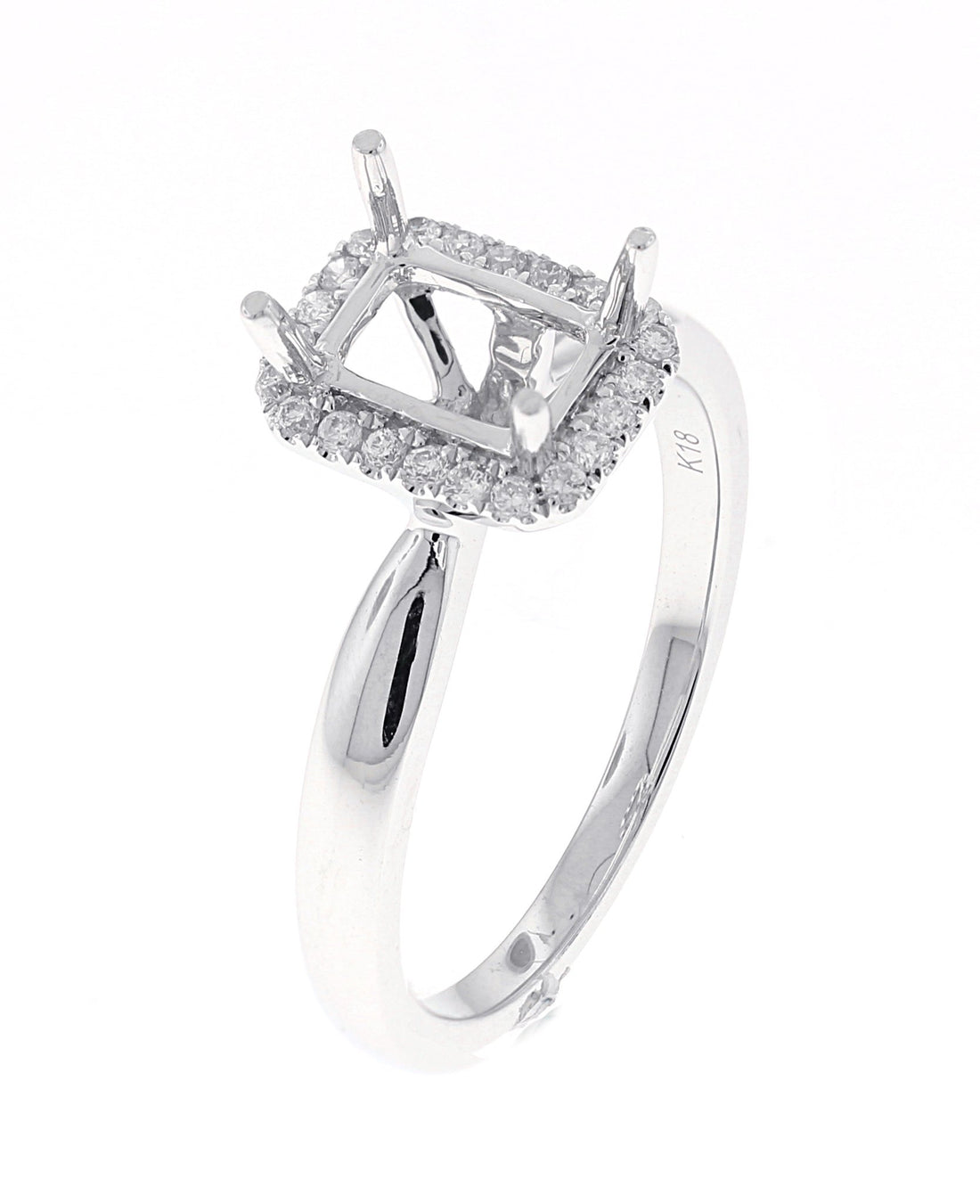 18kt White Gold Diamond Halo Semi Mount