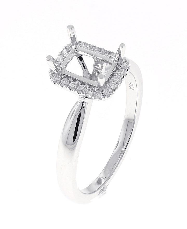 18kt White Gold Diamond Halo Semi Mount