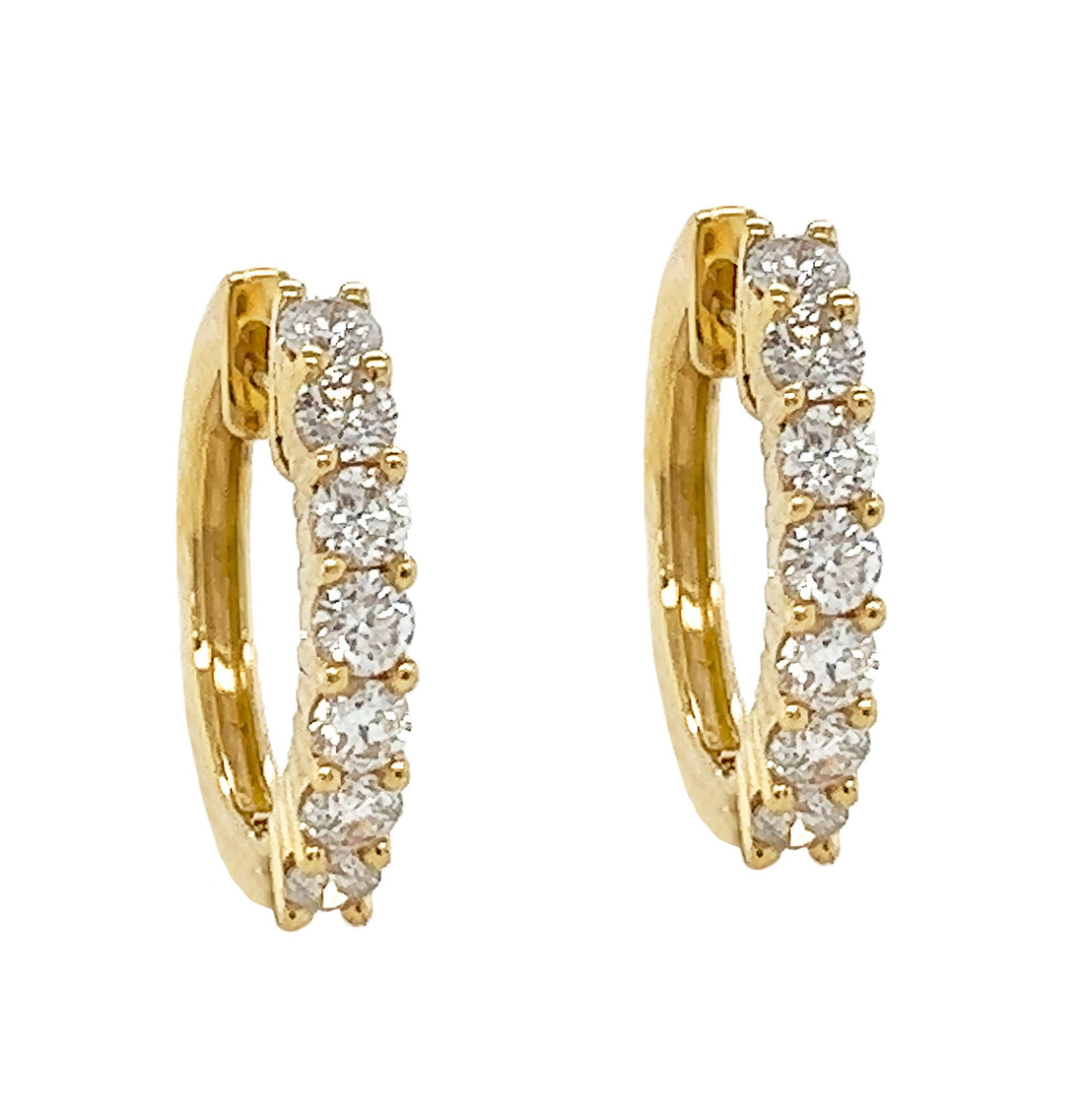 14kt Yellow Gold Dimoand Huggie Earrings