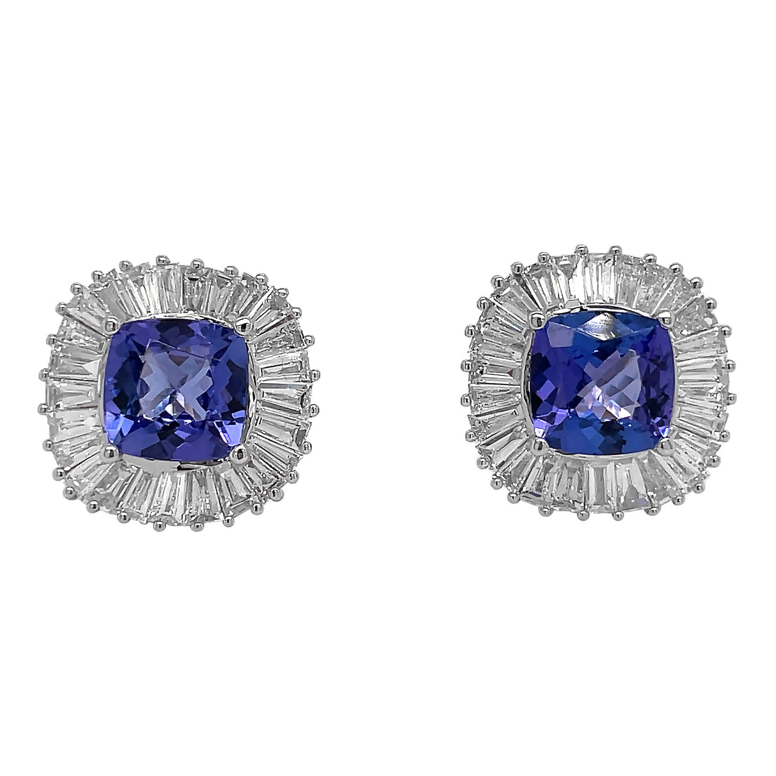 18kt White Gold Diamond and Tanzanite Earrings.