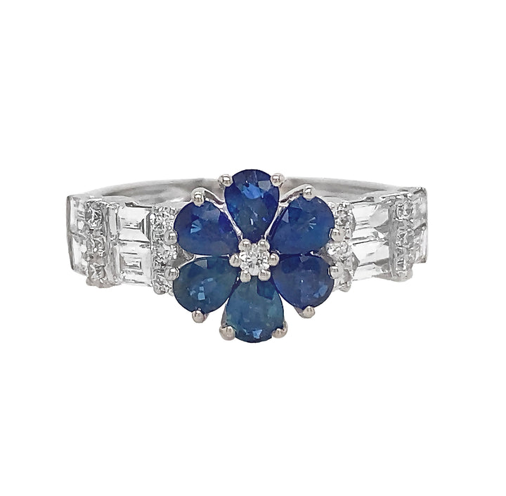 18kt White Gold Diamond and Sapphire Ring