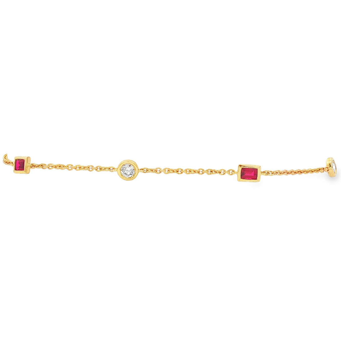 18kt Yellow Gold Diamond And Ruby Bracelet