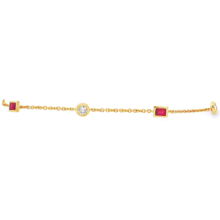 18kt Yellow Gold Diamond And Ruby Bracelet