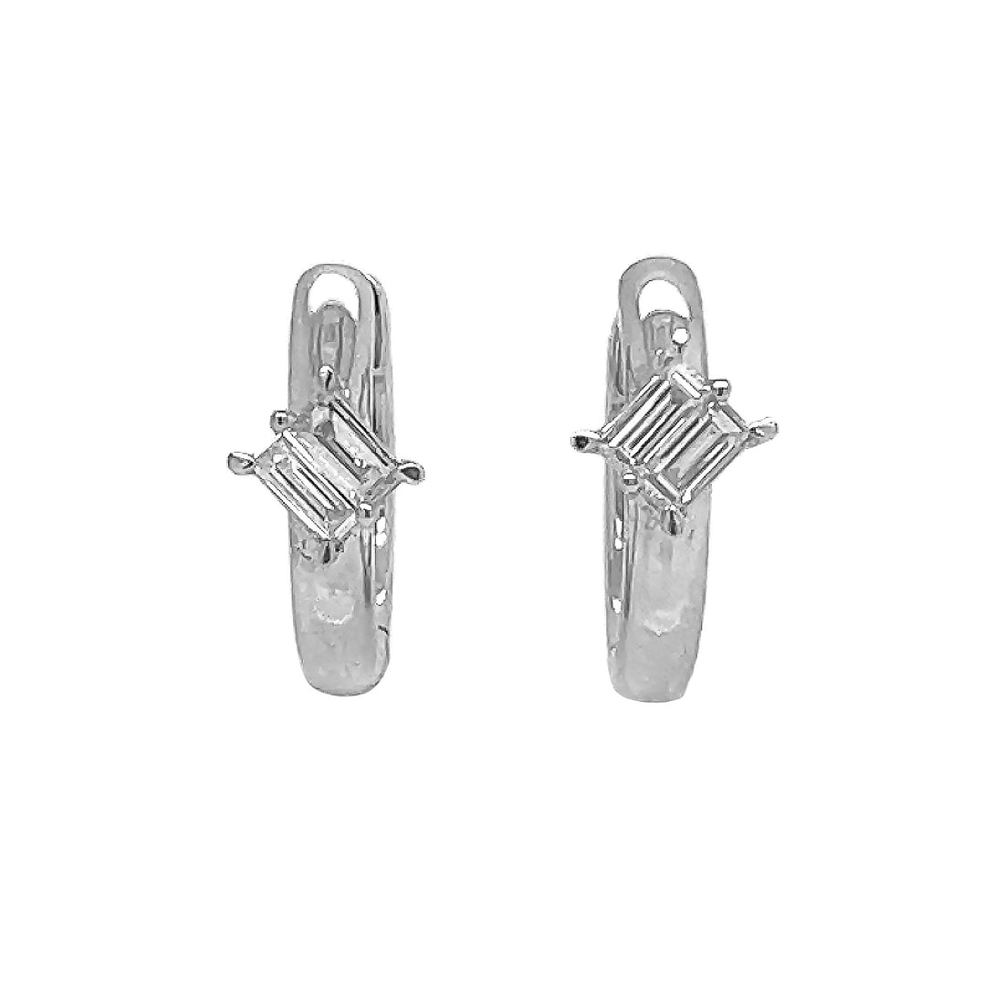 18kt White Gold Diamond Huggie Earrings