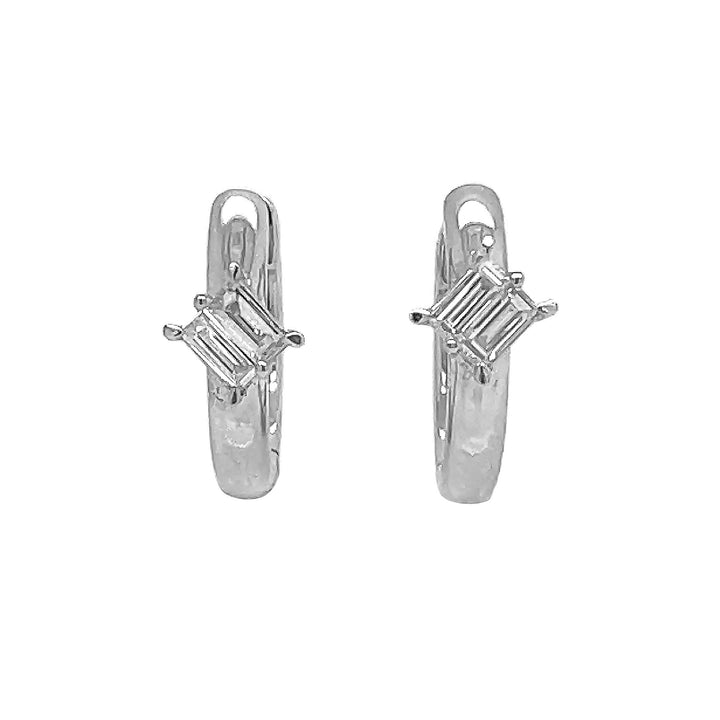 18kt White Gold Diamond Huggie Earrings