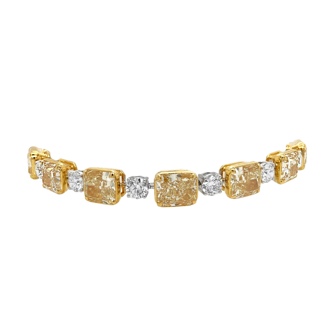 18kt Yellow and White Gold Diamond and Yellow Diamond Tennis Bracelet