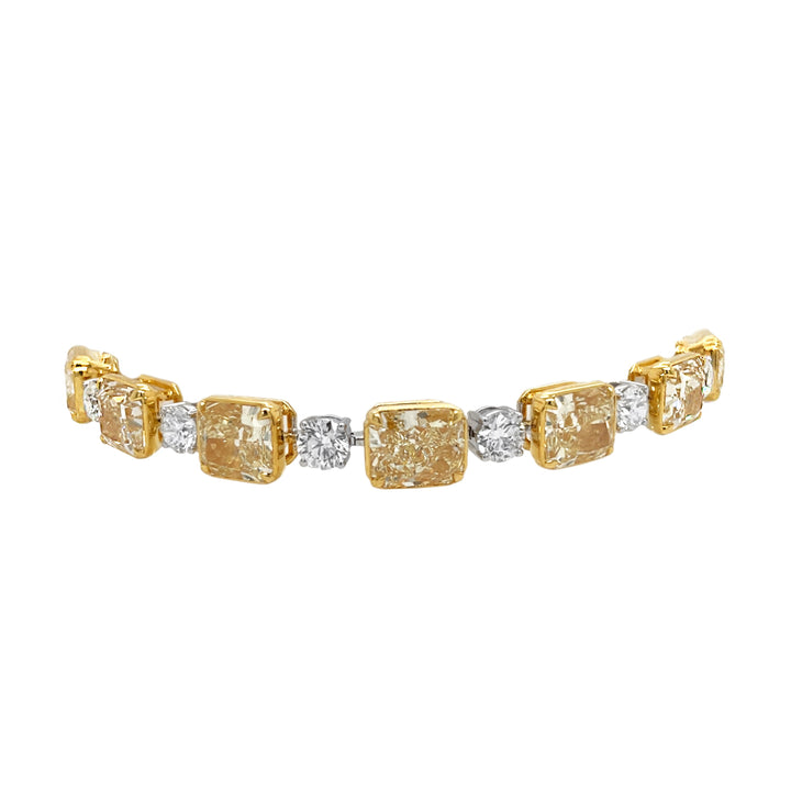 18kt Yellow and White Gold Diamond and Yellow Diamond Tennis Bracelet