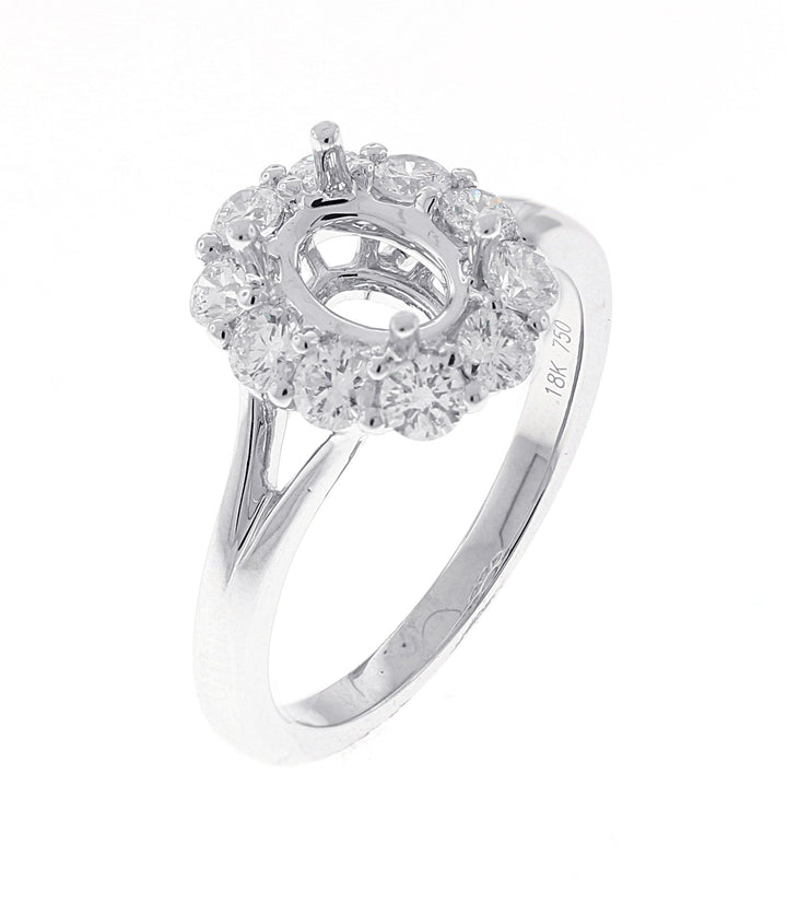 18kt White Gold Diamond Halo Semi Mount